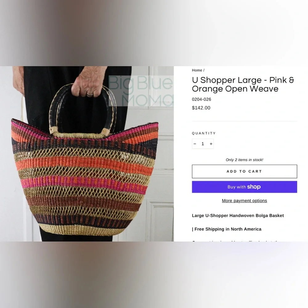 Elegant Handwoven Straw Tote Bag with Green and Purple Stripes - Picture 3 of 4